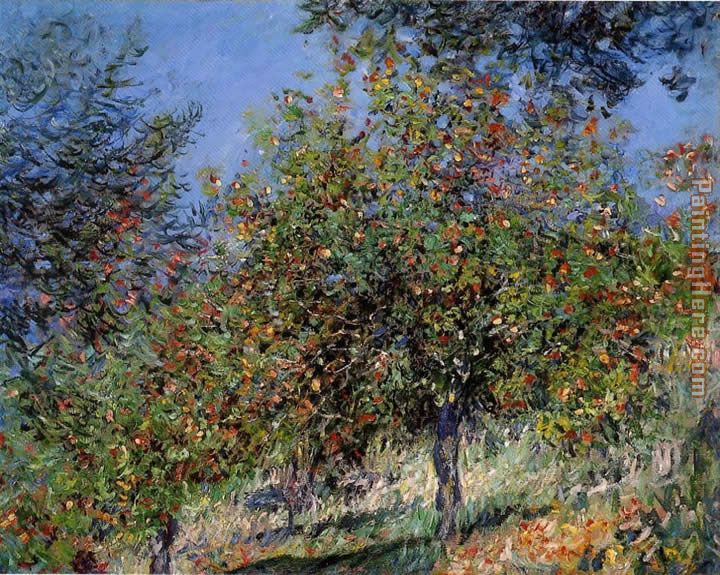 Apple Trees on the Chantemesle Hill painting - Claude Monet Apple Trees on the Chantemesle Hill art painting